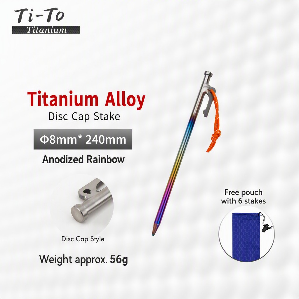 Titanium Disc Cap Stakes 240mm Anodized