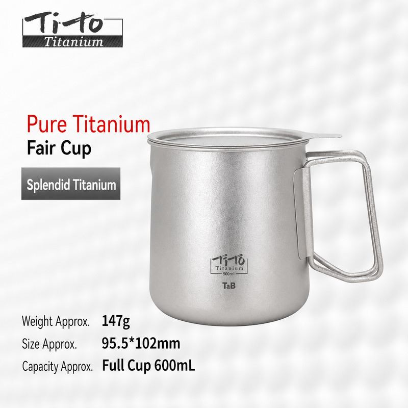 Crystal Frost Titanium Camping Mug 600ml 147g Folding Handle