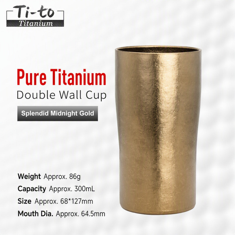 Pure Titanium Water Cup Ice Flower Dark Night Gold