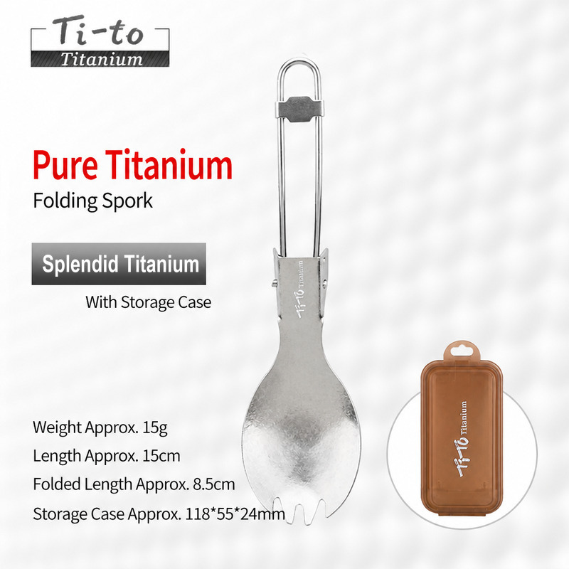 Frosted Titanium Ultralight Folding Camp Spork 15g